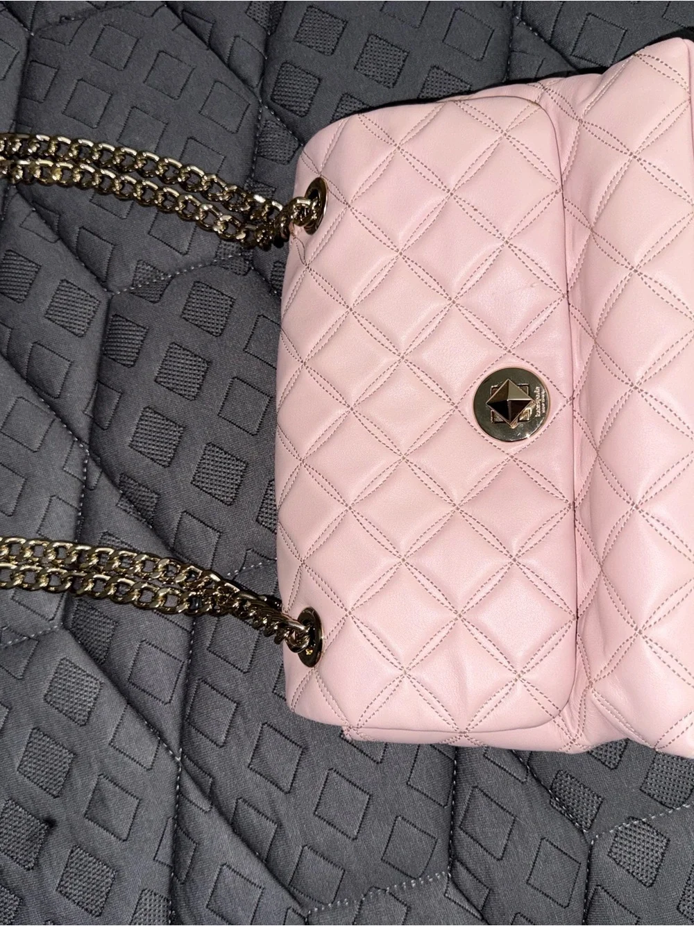 kate spade Quilted Pink Shoulder Bag with Gold Chain